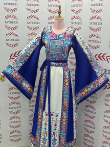 Blue Stunning Embroidery Traditional Embroidered Palestinian Fellahi Thobe