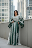 Front Green Embroidery Elegant Palestinian Dress