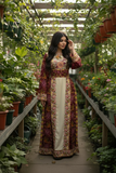 Maroon Floral Embroidered Palestinian Thobe