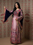 The Glow Pink Thoub Palestinian Featuring Wide Sleeve