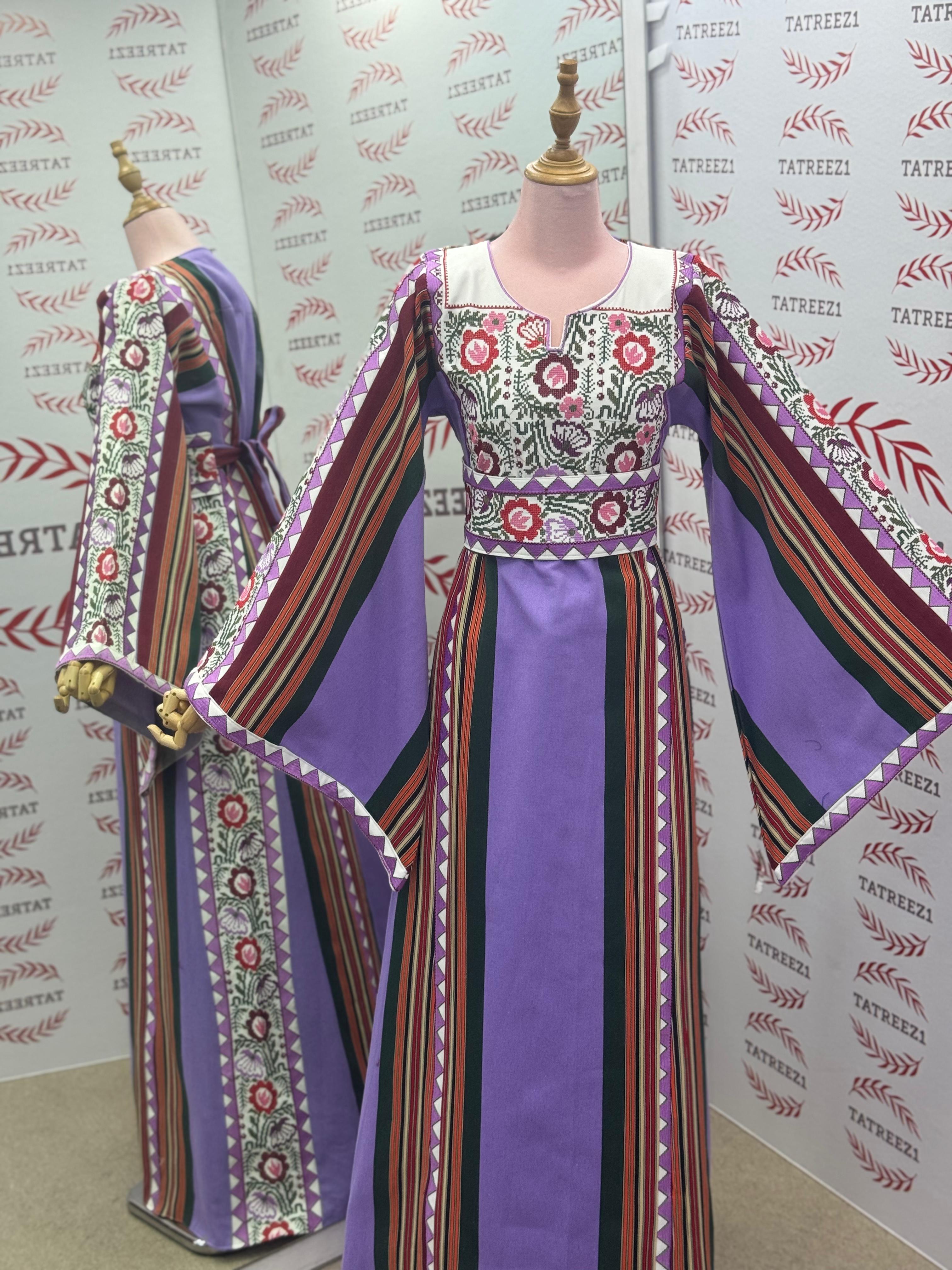 Purple Majdalway Embroidered Palestinian Fellahi Thobe