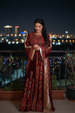 Th Maroon Velvet Malacca Embroidered Palestinian Fellahi Thobe