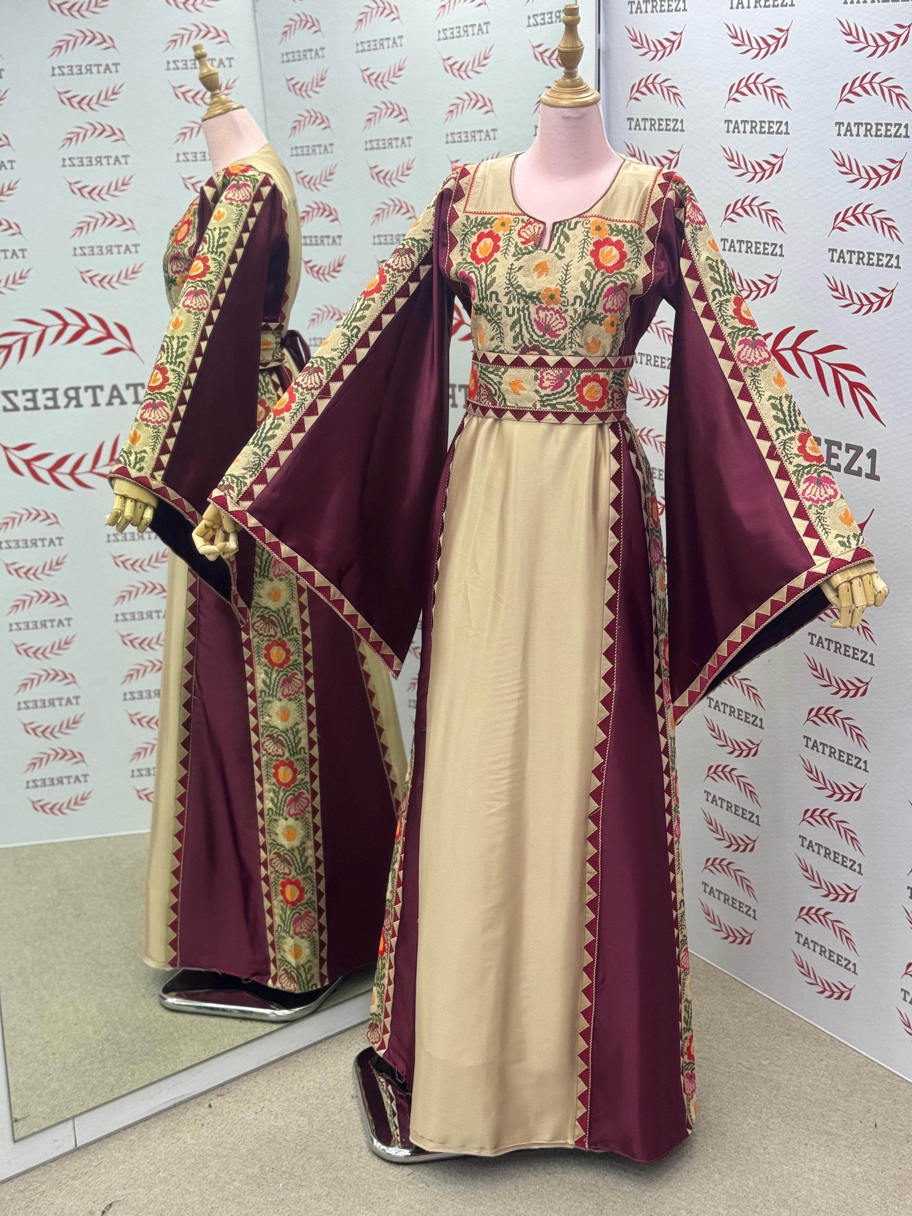 Beige A Simple Elegant Embroidered Dress