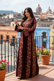 Maroon Velvet Bloom Stunning Thoub