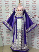 Load image into Gallery viewer, Purple Embroidery Traditional Palestinian Thobe Machine Made
