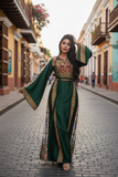 Green Simple Elegant Embroidered Dress