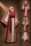 Crimson Vine Thobe Set – Includes Matching Shawl & Double-Sided Belt