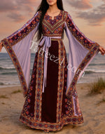 Load image into Gallery viewer, Purple Embroidered Palestinian Thobe
