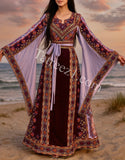 Purple Embroidered Palestinian Thobe