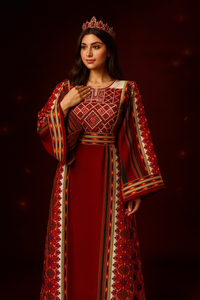 Majdalway Red Embroidered Palestinian Fellahi Thobe