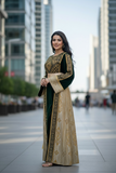Green Velvet Golden Embroidery Thoub