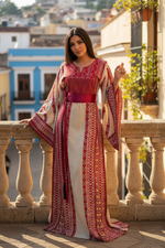 Load image into Gallery viewer, Traditional Heavy Embroidered Beige Thobe Luxury Quality
