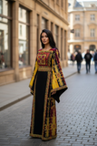 Golden Threads Black Twilight Traditional Thobe with Wide Sleeves
