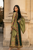 Green Embroidered Palestinian Thobe with Wide Sleeves