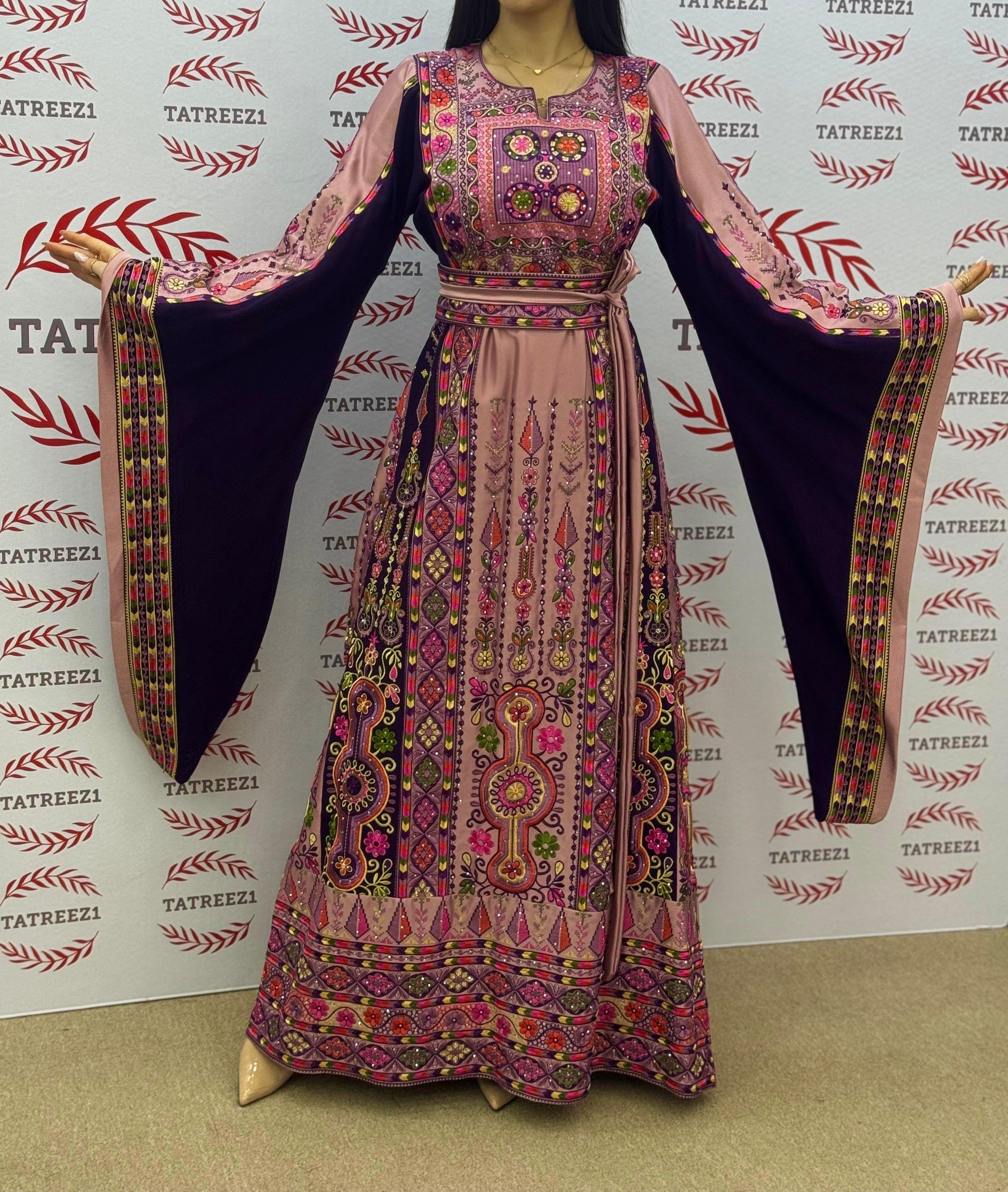 Deep  Embroidery Traditional Palestinian Thobe Machine Made