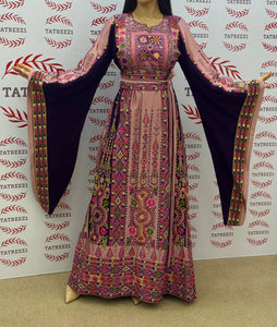 Deep  Embroidery Traditional Palestinian Thobe Machine Made