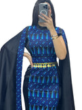 Blue/Black Dress Sleeve Drop Tatreez Elegant Beautiful Embroidery