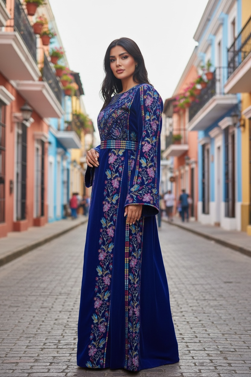 Blue Velvet Bloom Stunning Thoub