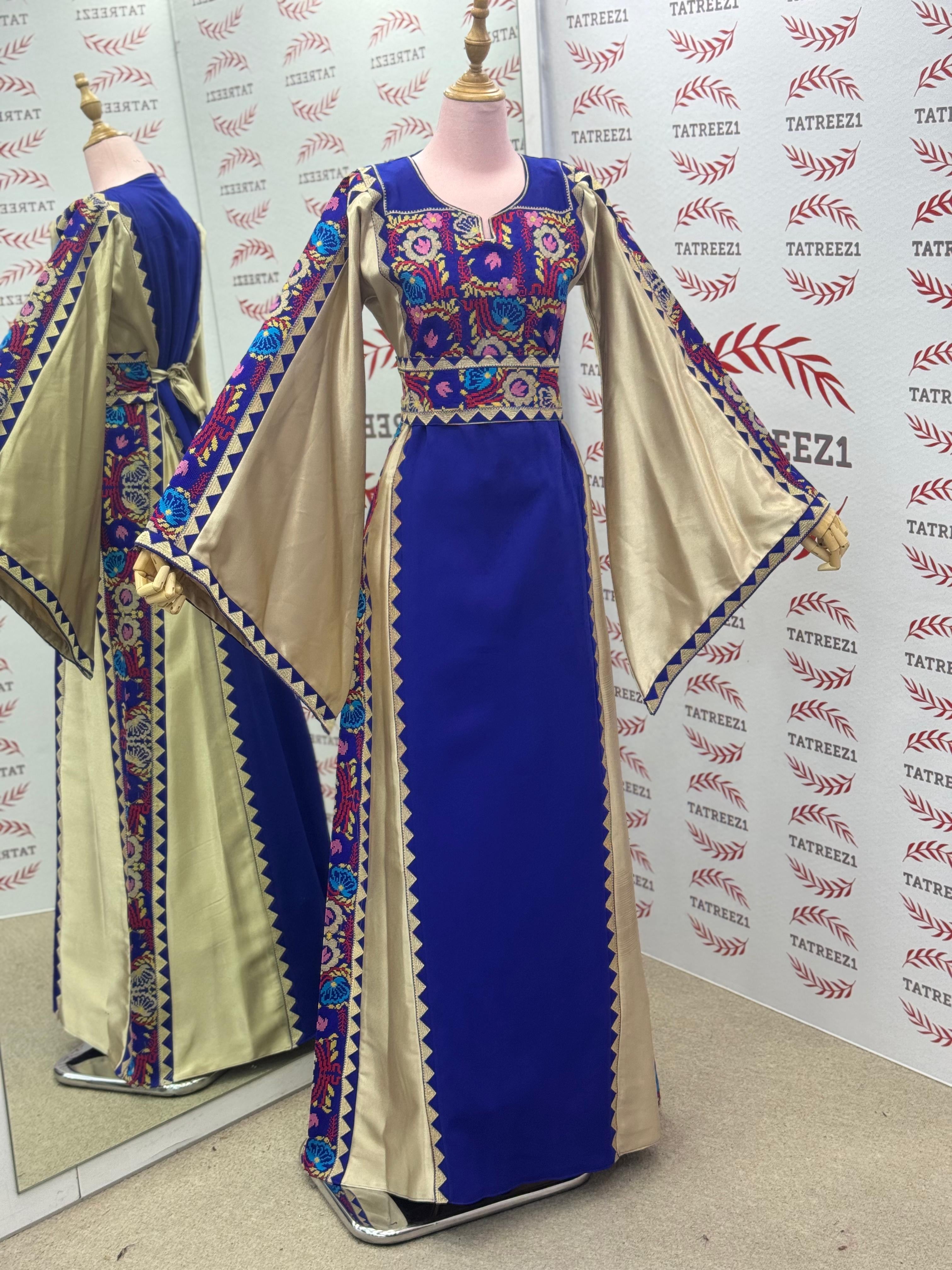Blue Simple Elegant Embroidered Dress
