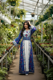 Blue Floral Embroidered Palestinian Thobe