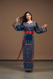 Blue Velvet Golden Embroidery Thoub