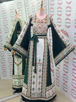 Load image into Gallery viewer, Green Embroidery Traditional Palestinian Thobe Machine Made
