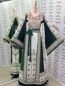 Green Embroidery Traditional Palestinian Thobe Machine Made