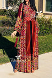 Malacca Black Silk Velvet  Traditional Mutlicolord Embroidery Palestinian Fellahi Thobe