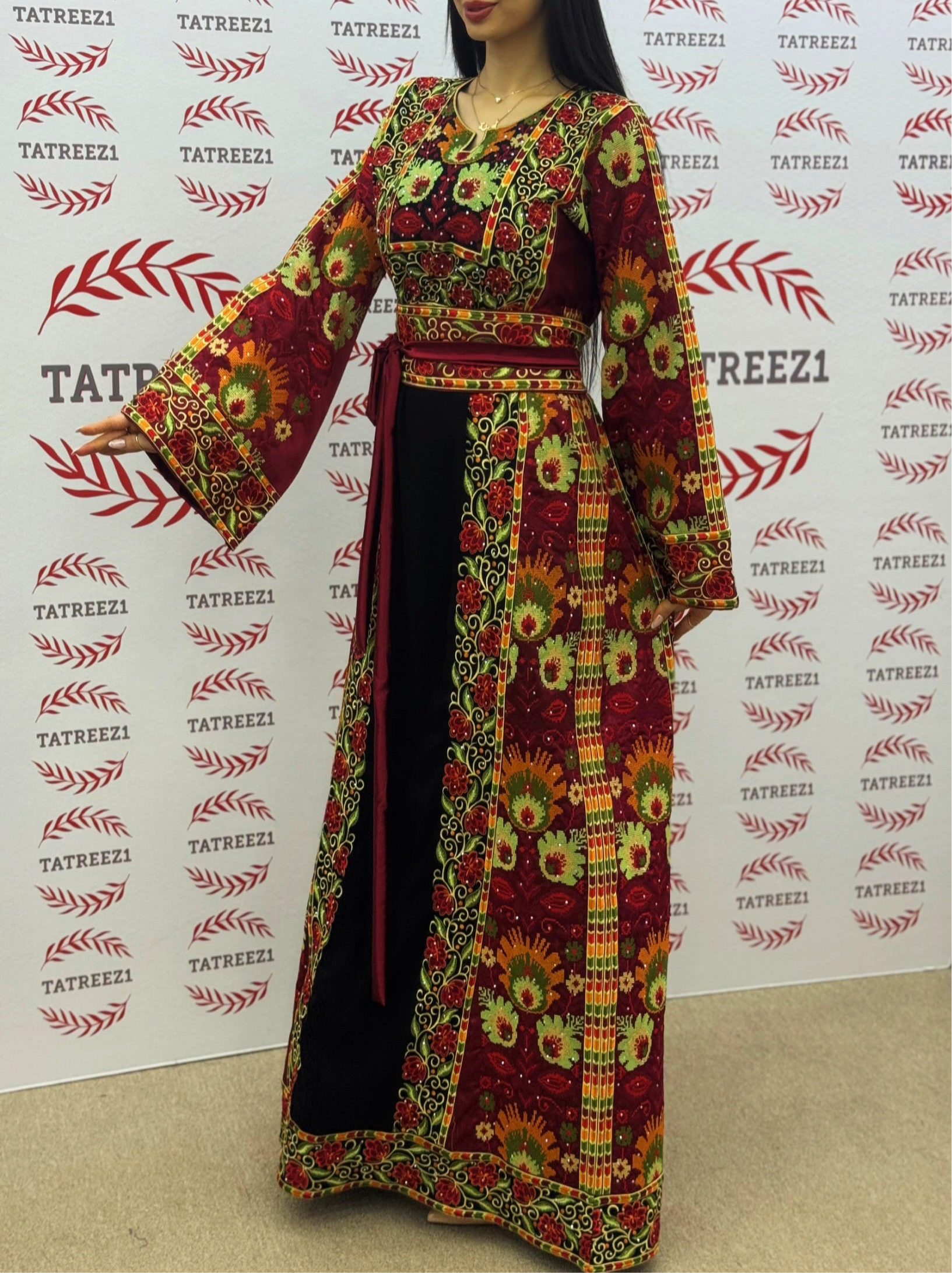 Orange Burnt Embroidery Traditional luxurious touch Thoub