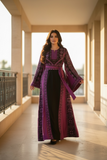 Purple Embroidery Silk Fashion Dress