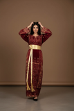 Maroon Velvet Golden Embroidery Thoub