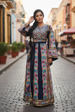 Blue Fully Embroidered Thoub