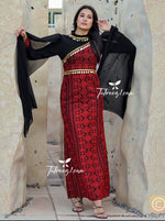 Load image into Gallery viewer, Red &amp; Black Simple Elegant Embroidered Dress
