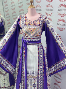 Purple Embroidery Traditional Palestinian Thobe Machine Made