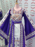 Purple Embroidery Traditional Palestinian Thobe Machine Made
