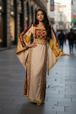 Golden Threads Beige Twilight Traditional Thobe with Wide Sleeves