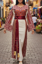 Load image into Gallery viewer, Majdalway Embroidered Palestinian Fellahi Thobe
