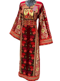 Qasab Malacca German Velvet Thoub with Embroidery with Matching Headpiece