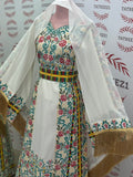 The Saffron Bloom Thobe Paired with the Matching Heritage Shawl