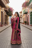 Pink Thoub Embroidered Palestinian Featuring Wide Sleeve