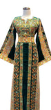 German velvet Green Multicolored Gorgeous Palstainen Embroidery Traditional Long Thoub