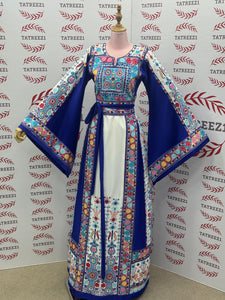 Blue Stunning Embroidery Traditional Embroidered Palestinian Fellahi Thobe