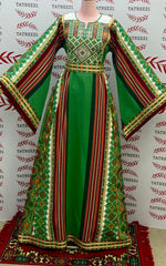 Load image into Gallery viewer, Majdalway Apple Green Embroidered Palestinian Fellahi Thobe
