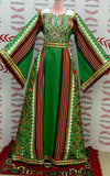 Majdalway Apple Green Embroidered Palestinian Fellahi Thobe
