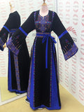 Blue Elegant Embroidered Palestinian Dress