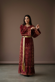 Maroon Velvet Golden Embroidery Thoub