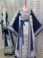 Load image into Gallery viewer, Dark Blue Embroidery Traditional Palestinian Thobe Machine Made
