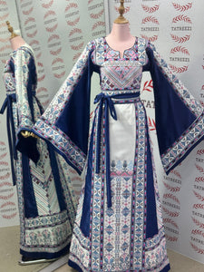 Dark Blue Embroidery Traditional Palestinian Thobe Machine Made