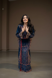 Blue Velvet Golden Embroidery Thoub