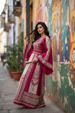 Pink thoub Embroidered Palestinian Fellahi Thobe With Belt